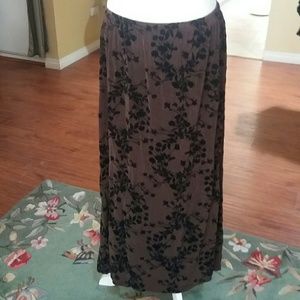 Citiknit Long Brown with Black Print Skirt